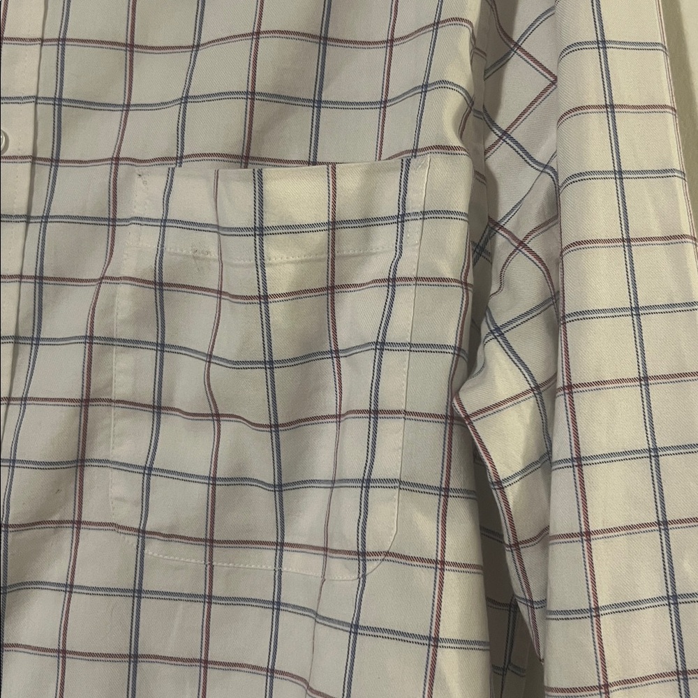 Tommy Hilfiger white w/blue &red plaid long sleeve shirt. Regular fit stretch - Picture 3 of 8
